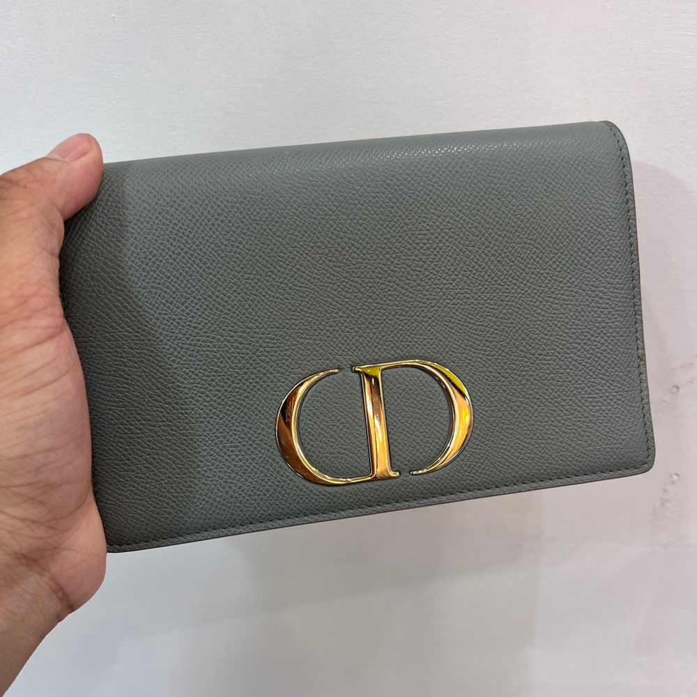 Dior Gray Leather Clutch